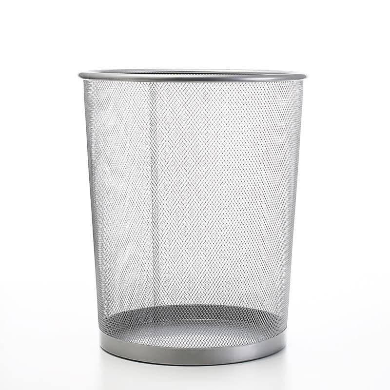 سلة مهملات معدن شبك فضي صغيرة