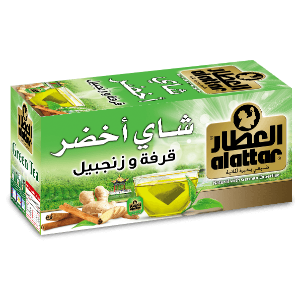 شاي اخضر قرفة وزنجبيل 20 ظرف - العطار