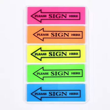 ورق ملاحظات سهم توقيع Sign here
